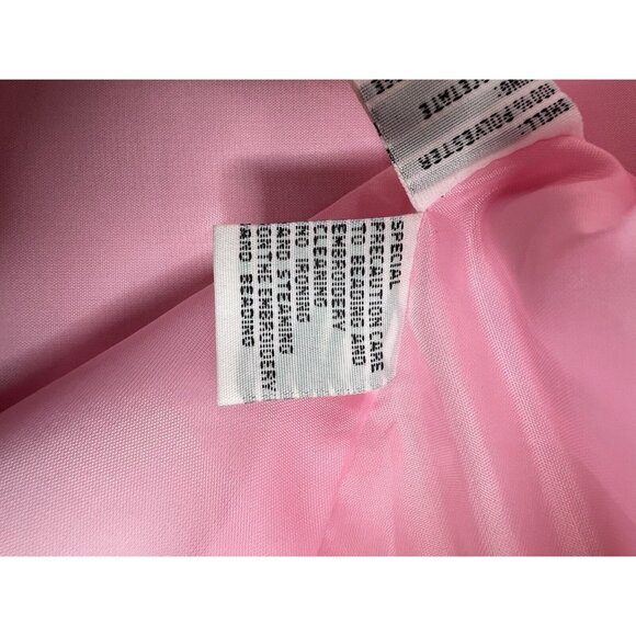Satin Jacket 22W Pink Barbie Evening Fancy Ruffle Collar Crystal Sequins Closure - Picture 15 of 15
